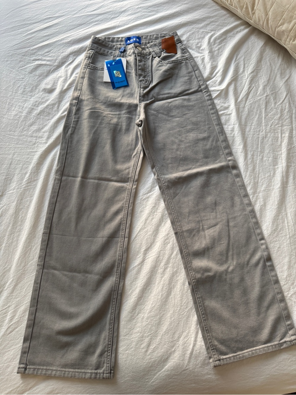ADER Error Grey Straight-Leg Jeans with Blue Tag
